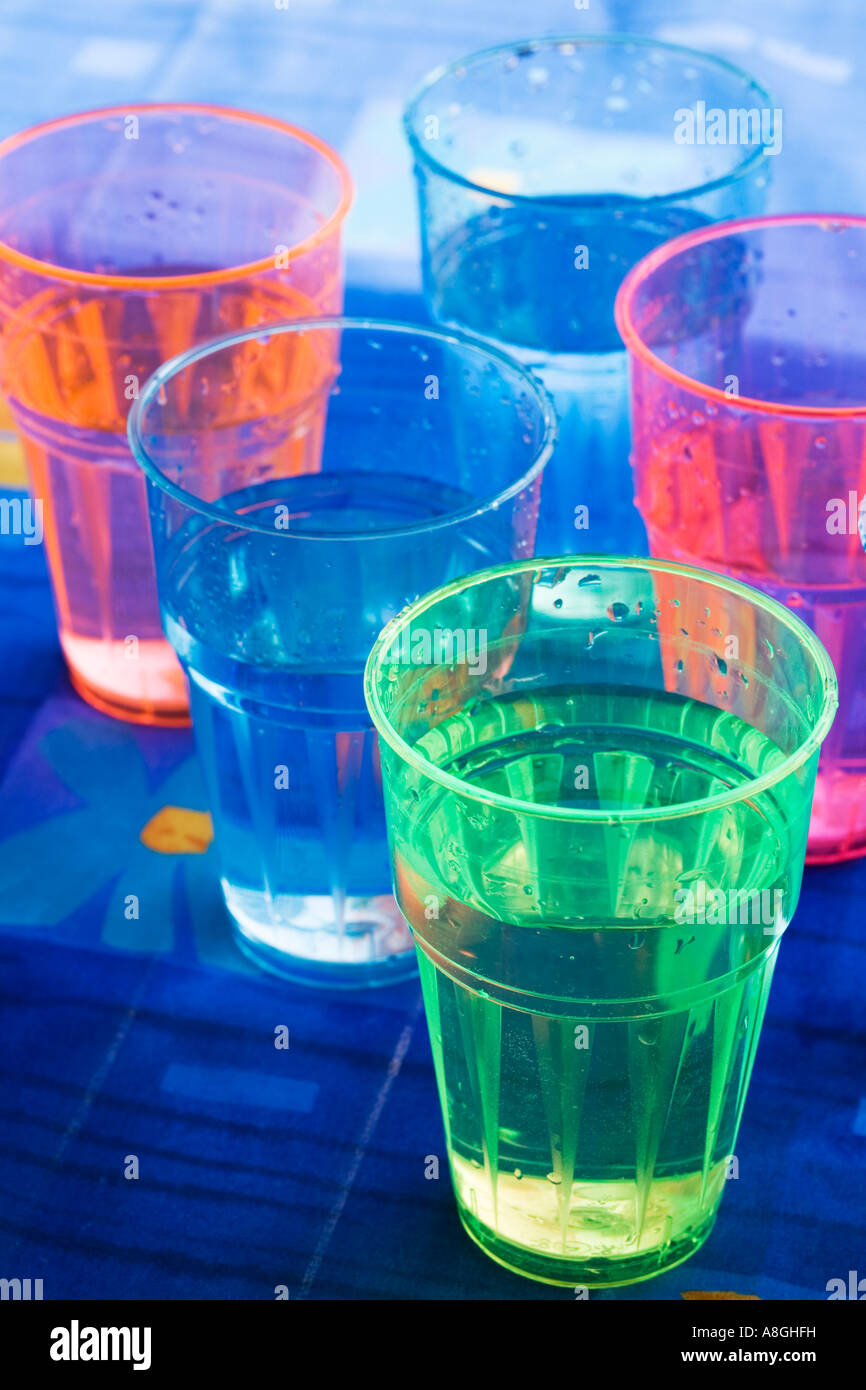 Recycling plastic glasses with cold water Stock Photo