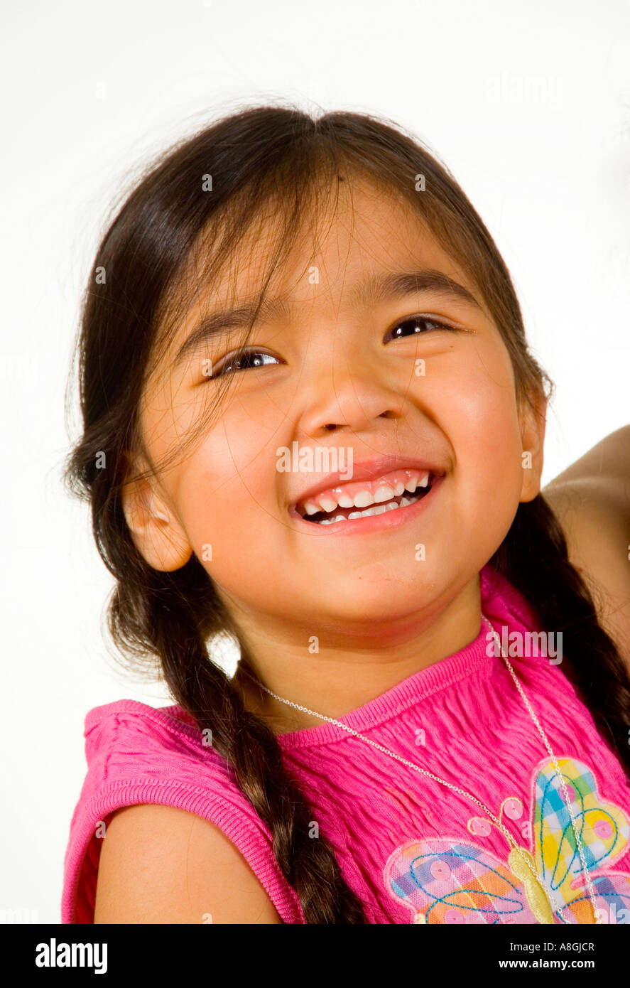 A happy 4 year old Californian Chinese American girl Stock Photo