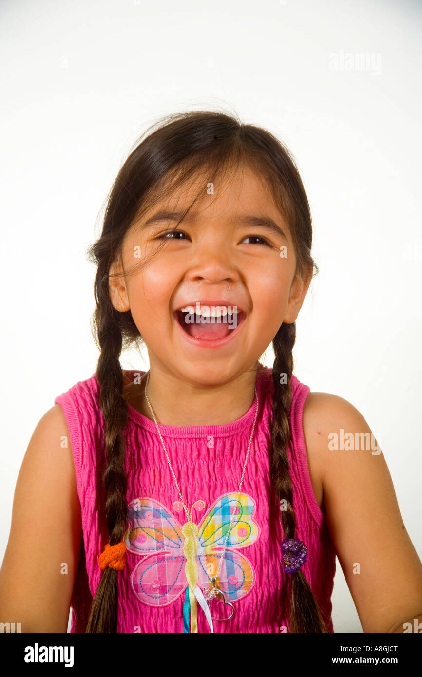 A happy 4 year old Californian Chinese American girl Stock Photo