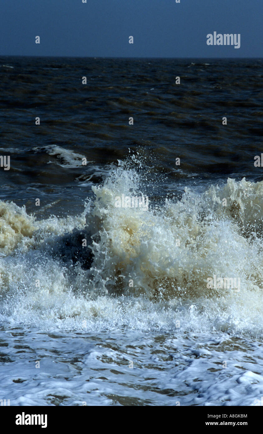 Waves Breaking in Suffolk Uk Stock Photo