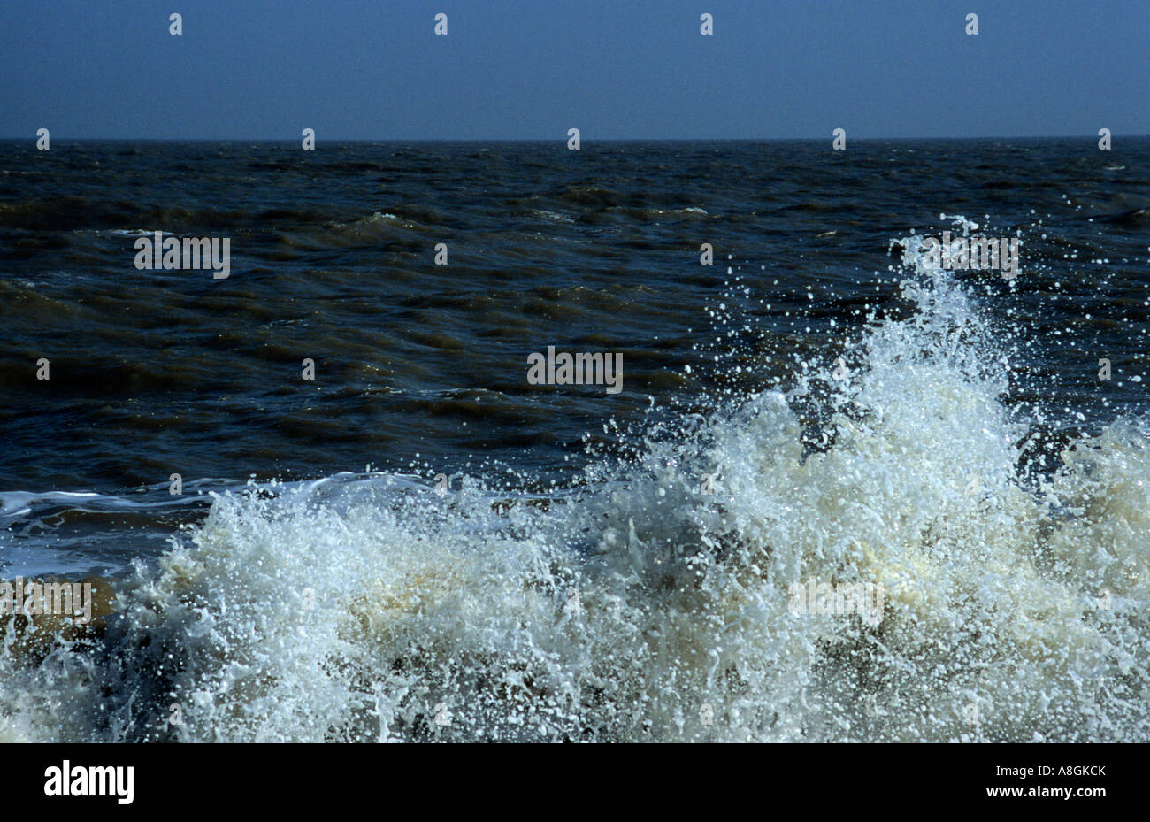 Waves Breaking in Suffolk Uk Stock Photo