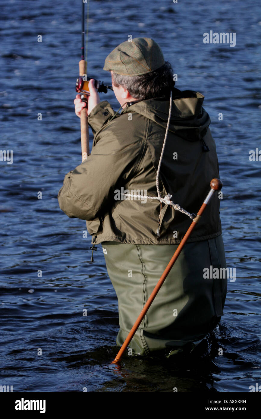 'Stuart Cornthwaite Salmon fishing on the River Annan in November 2006' Stock Photo