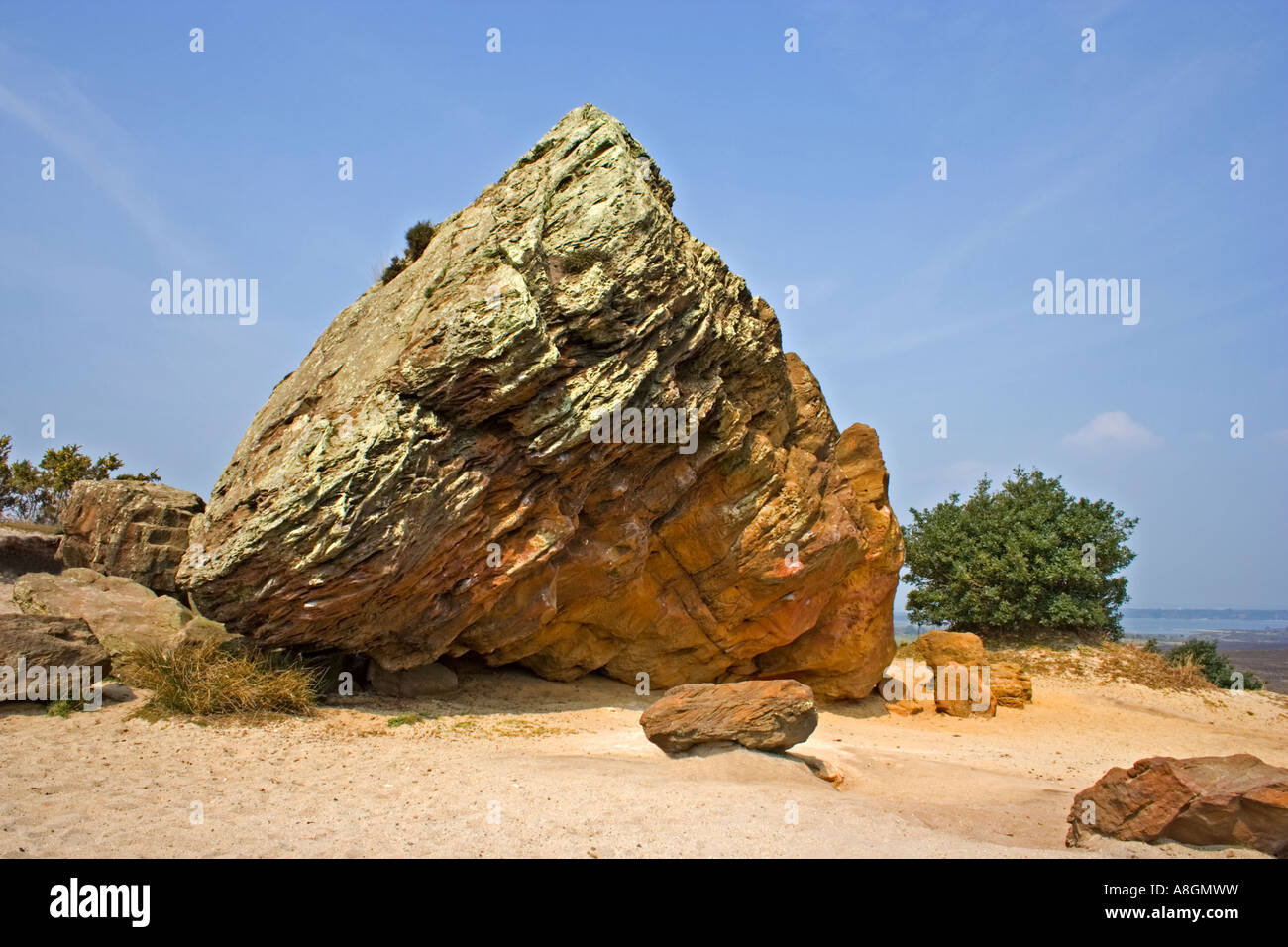 Agglestone Rock, Godlingston Heath, Studland, Isle of Purbeck, Dorset, UK. Stock Photo