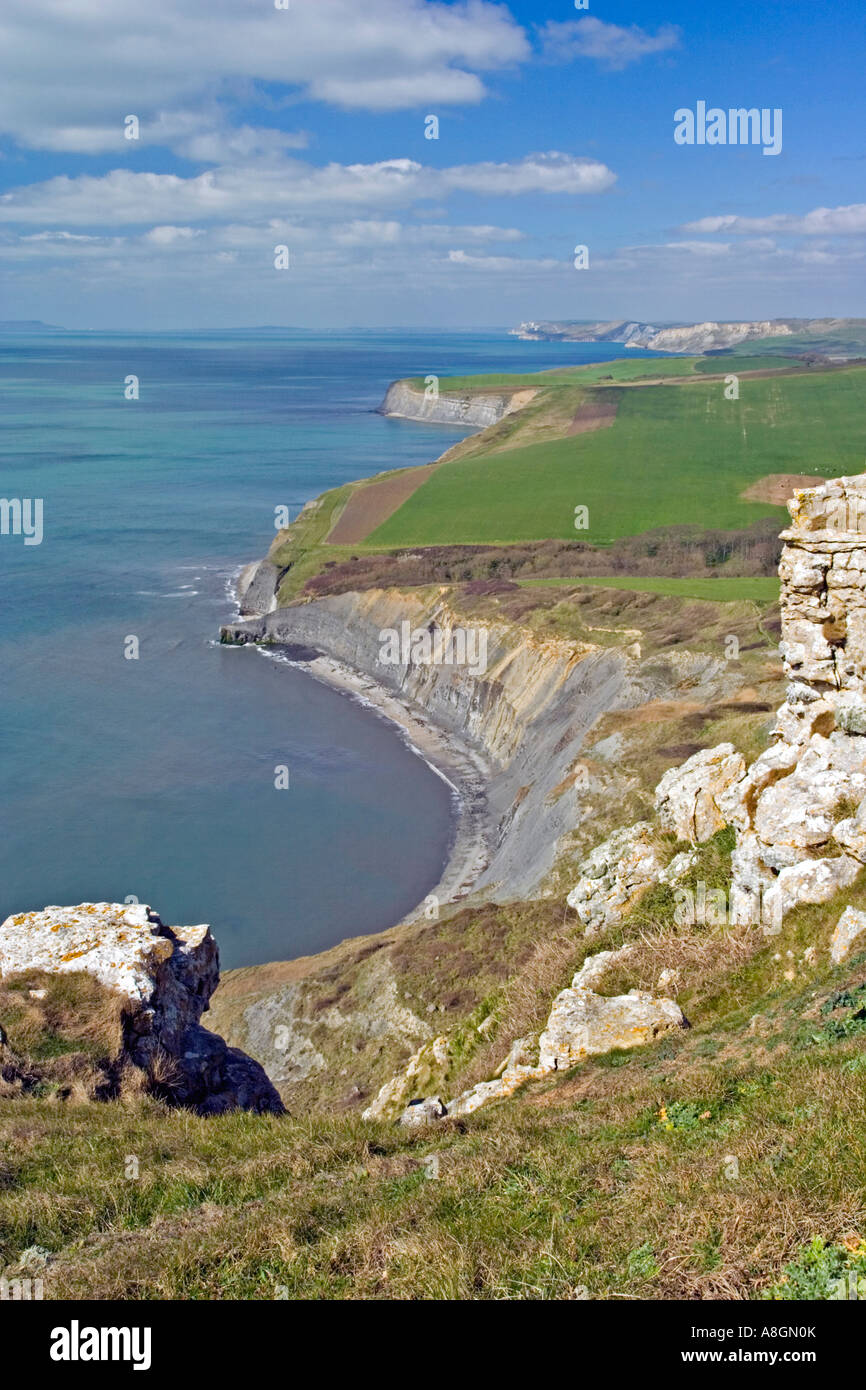Egmont Point from Houns-tout Cliff, Dorset, UK. Stock Photo
