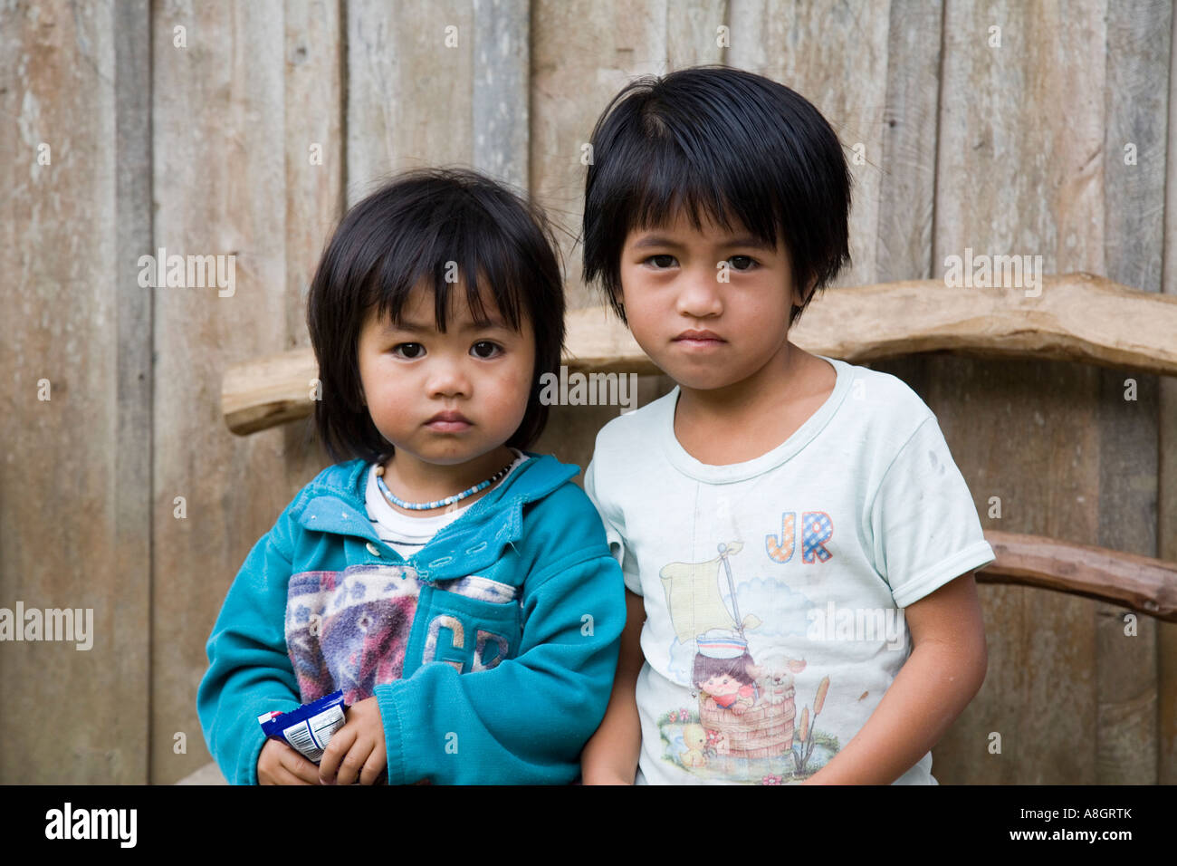 Ifuago Children Portrait, Poitan Village, Banaue, Luzon, Philippines Stock Photo