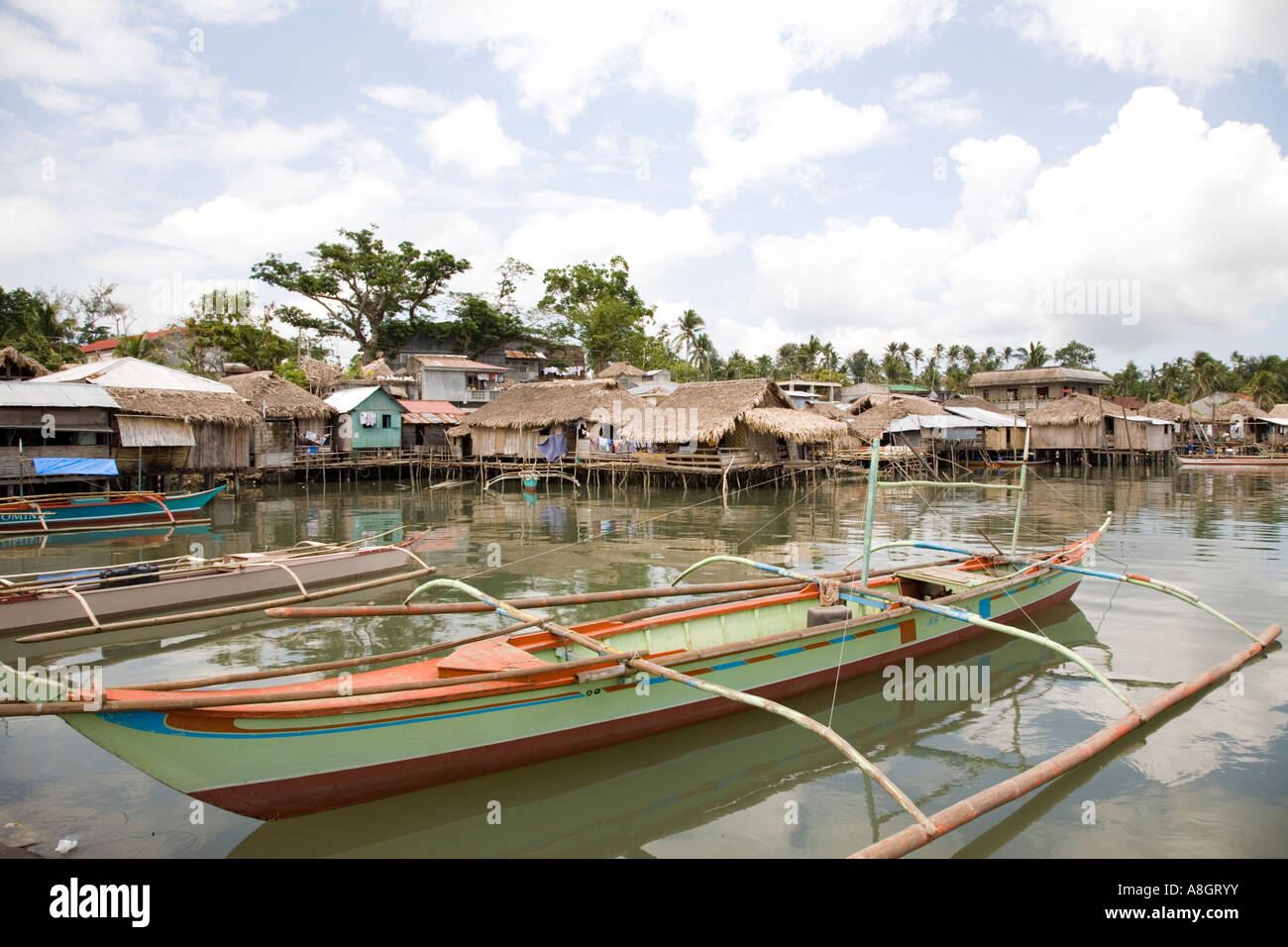 Water Stilt Houses, Pilar, Southern Luzon, Philippines Stock Photo