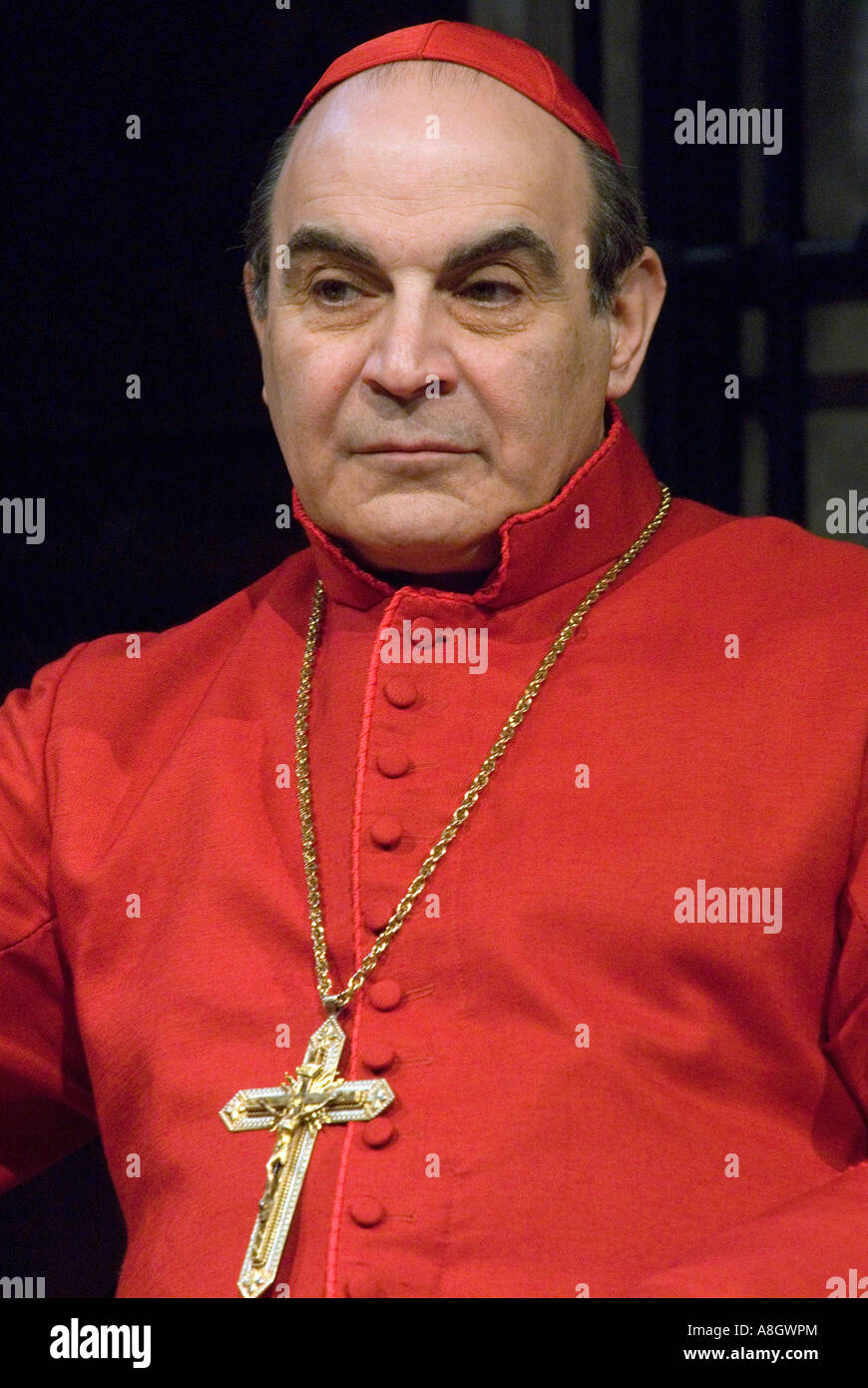 Actor David Suchet playing Cardinal Benelli in The Last Confession Chichester Festival Theatre Stock Photo