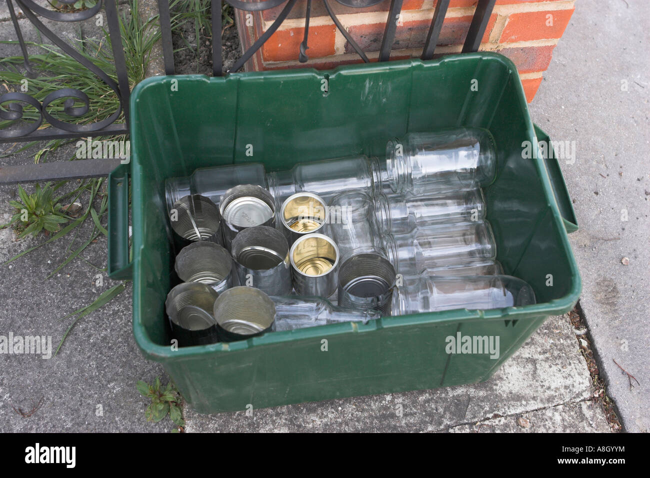 Domestic recycling bin Stock Photo