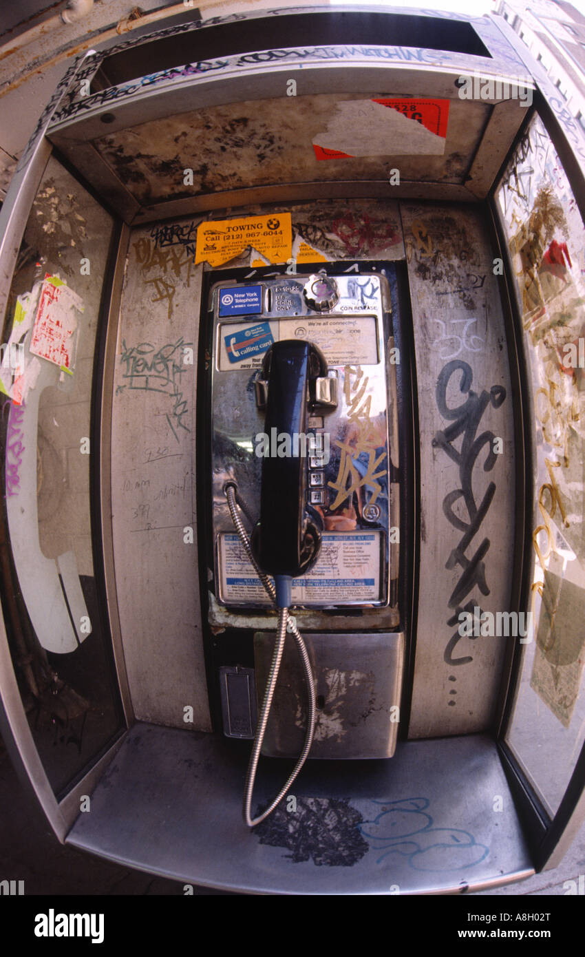 telephone booth NYC Stock Photo