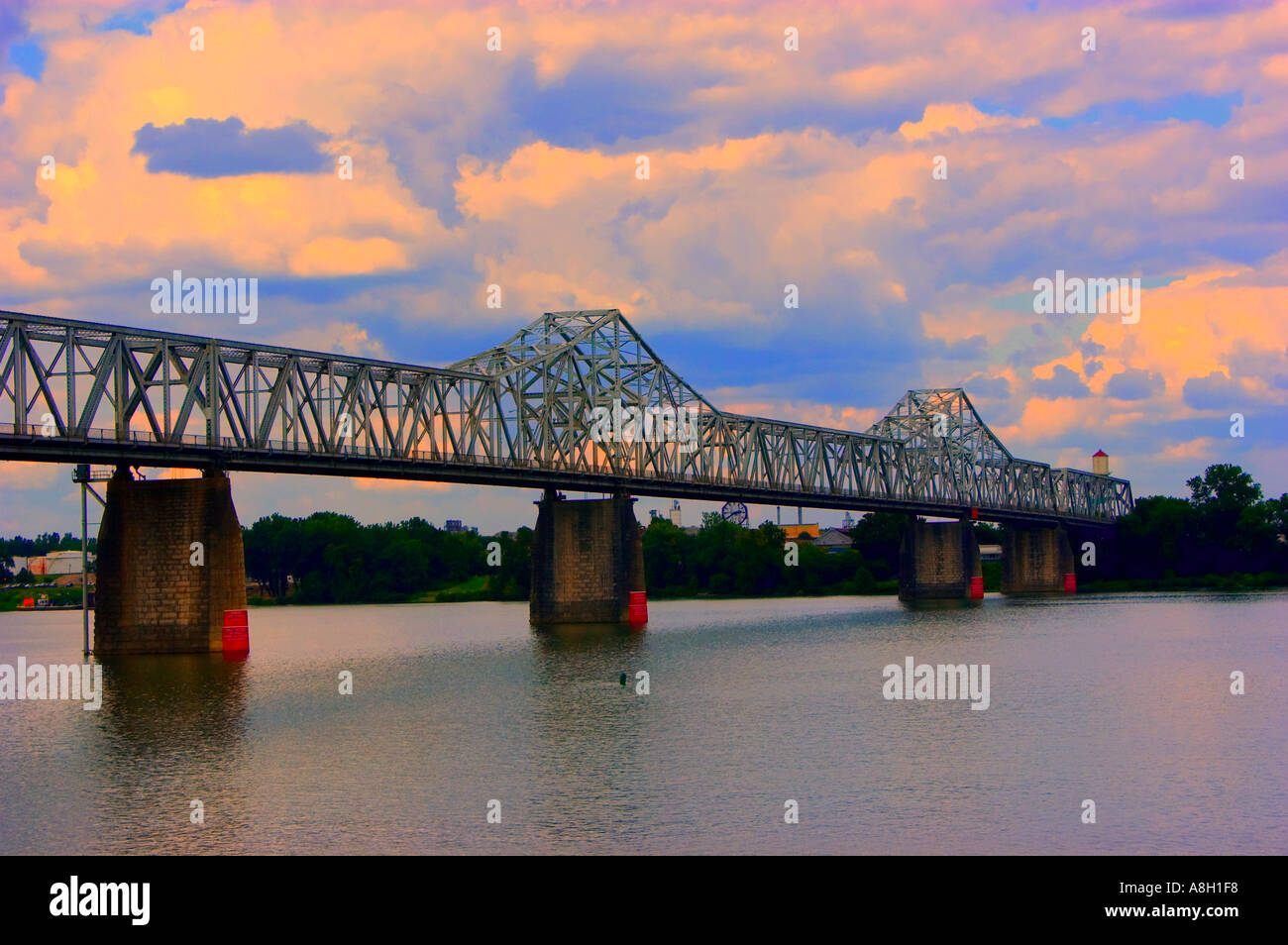 George Rogers Clark memorial bridge in Louisville Kentucky Stock Photo