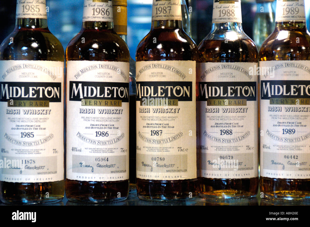 Ireland, Dublin, Old Jameson Distillery, whiskey bottles Stock Photo