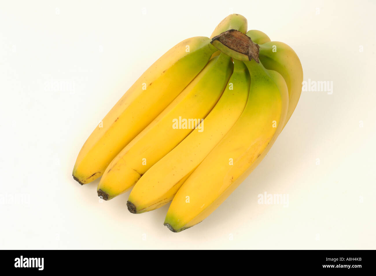 Bunch of bananas supermarket bought and in normal shop condition Stock Photo