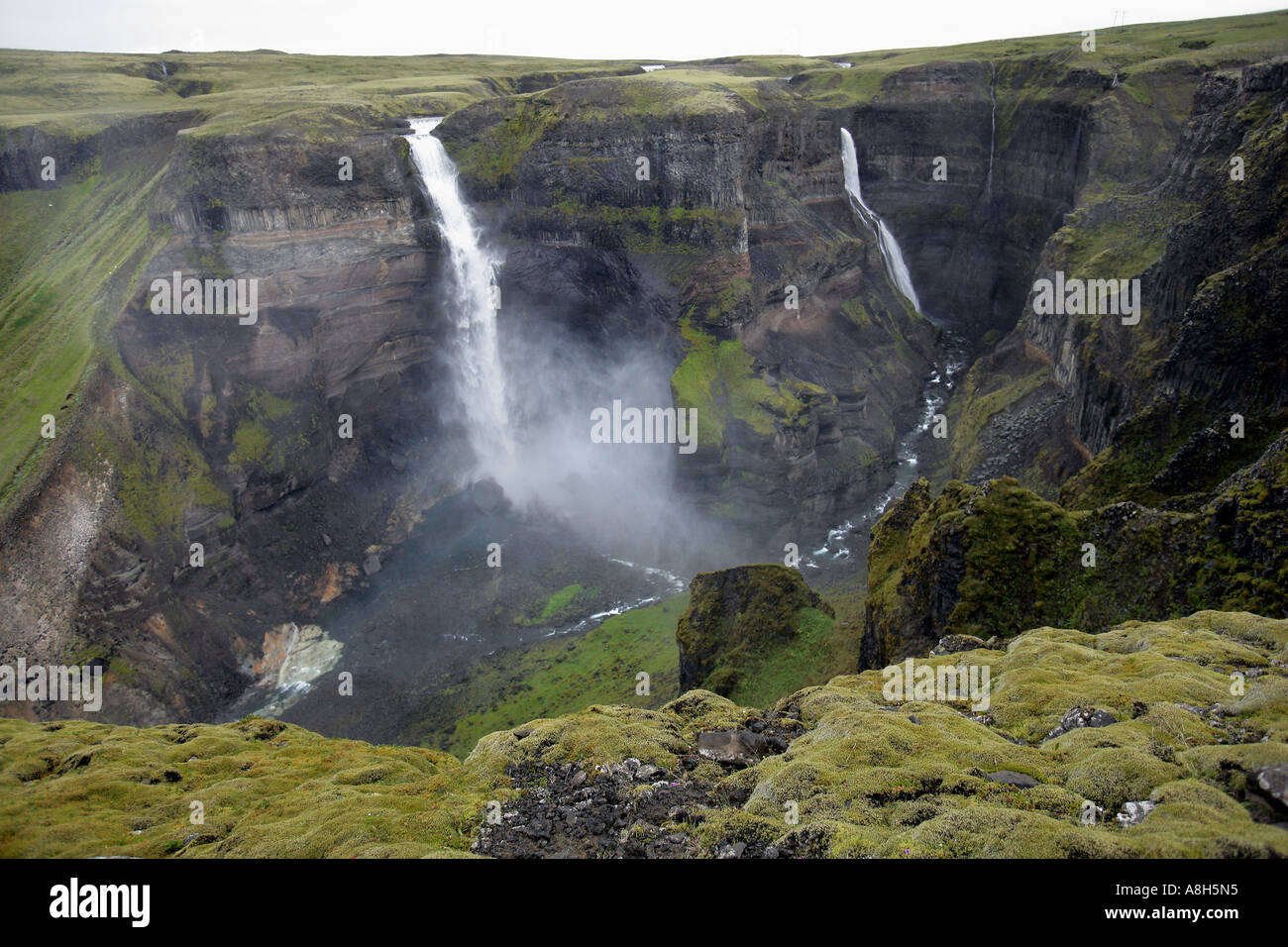 Hialparfoss Waterfalls Iceland Stock Photo