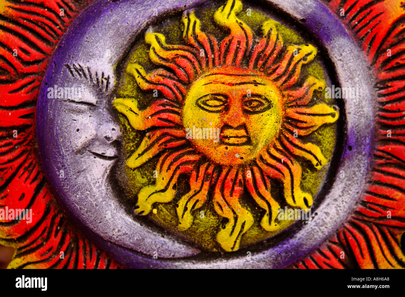 Mexican art, Sun and Moon Stock Photo Alamy