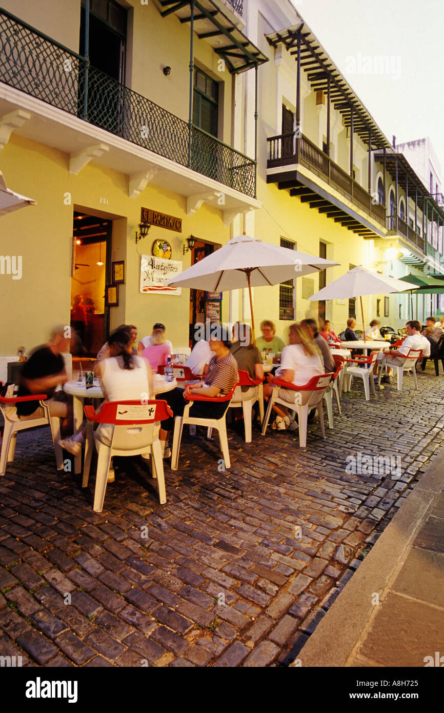 Puerto Rico, San Juan, Outdoor cafe, Calle del Cristo Stock Photo