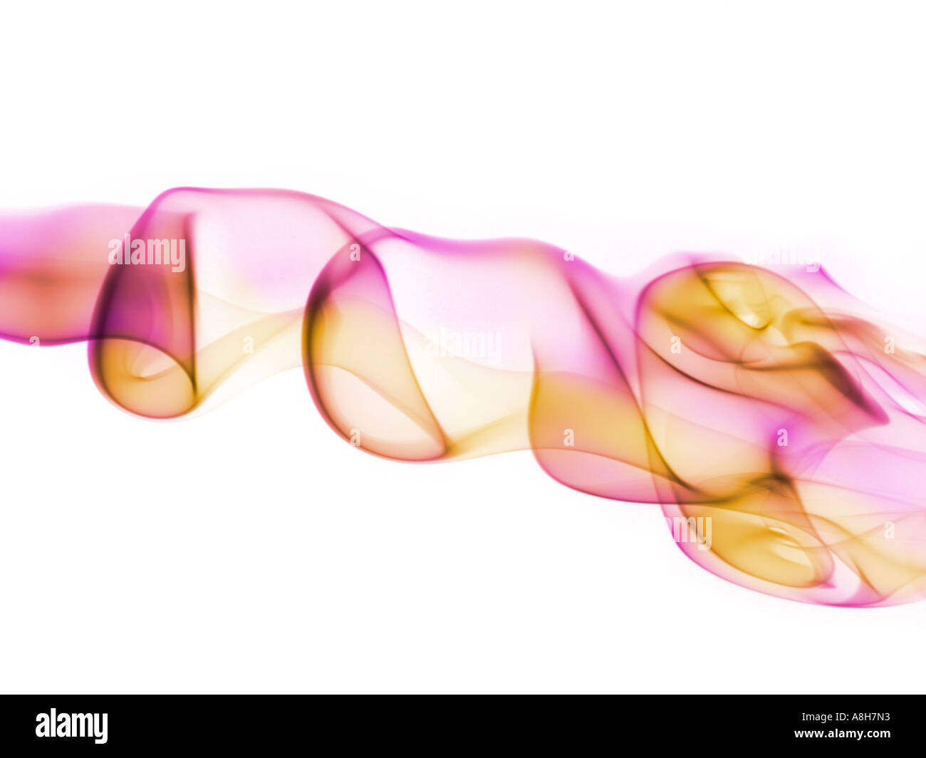 Colorized incense smoke trails on a white background Stock Photo