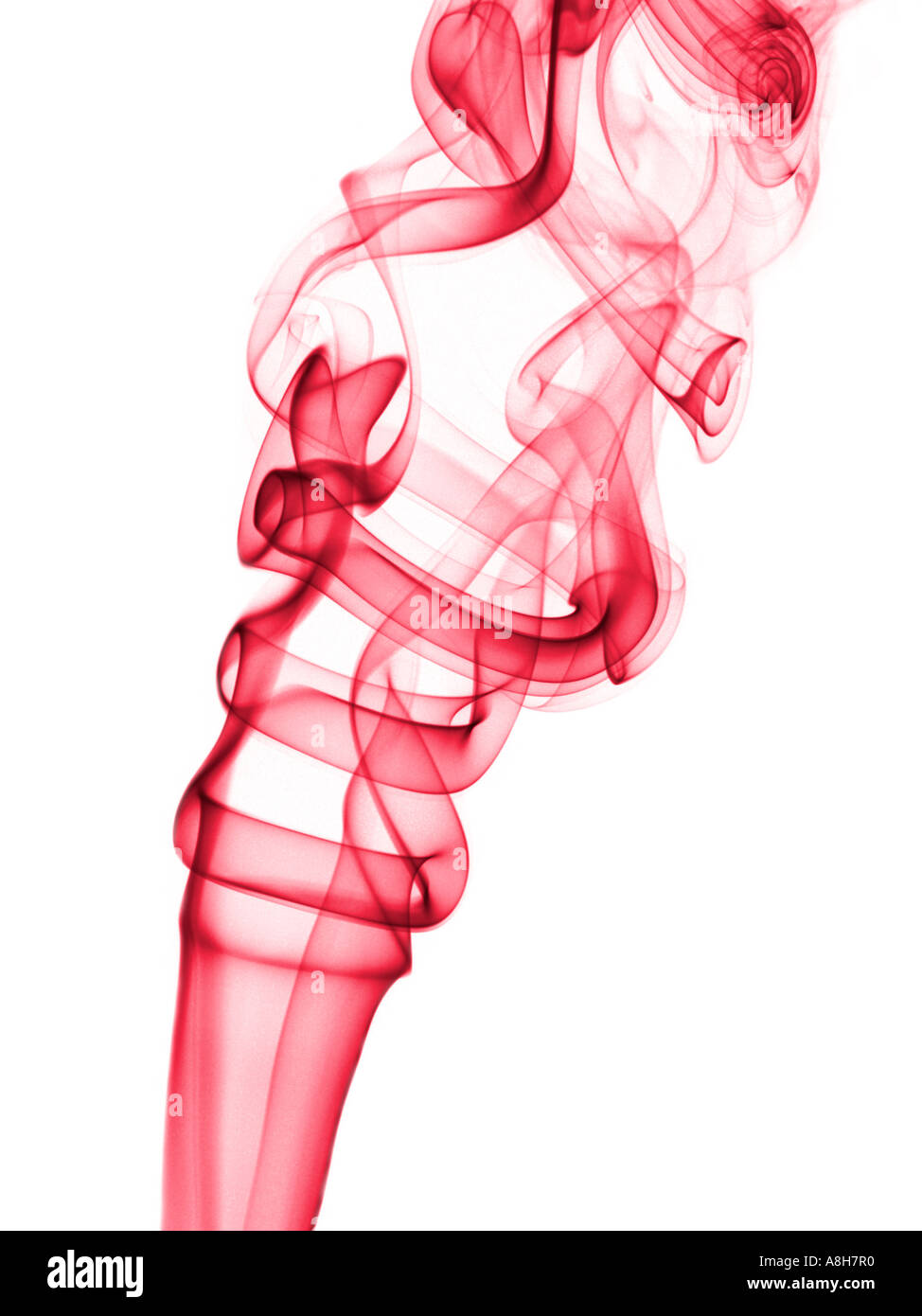 Colorized incense smoke trails on a white background Stock Photo