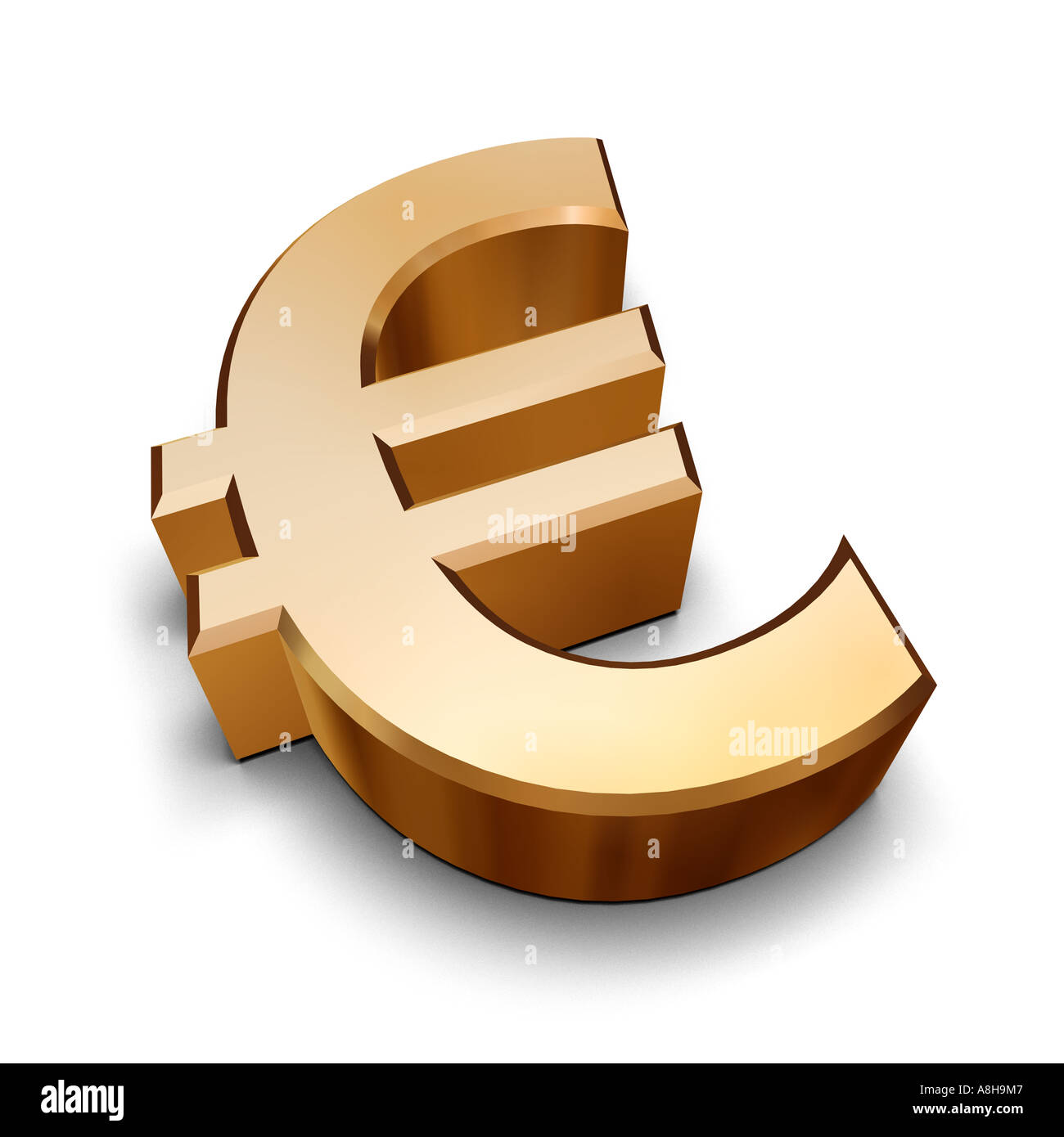 A golden Euro symbol isolated on a white background (3D rendering Stock ...
