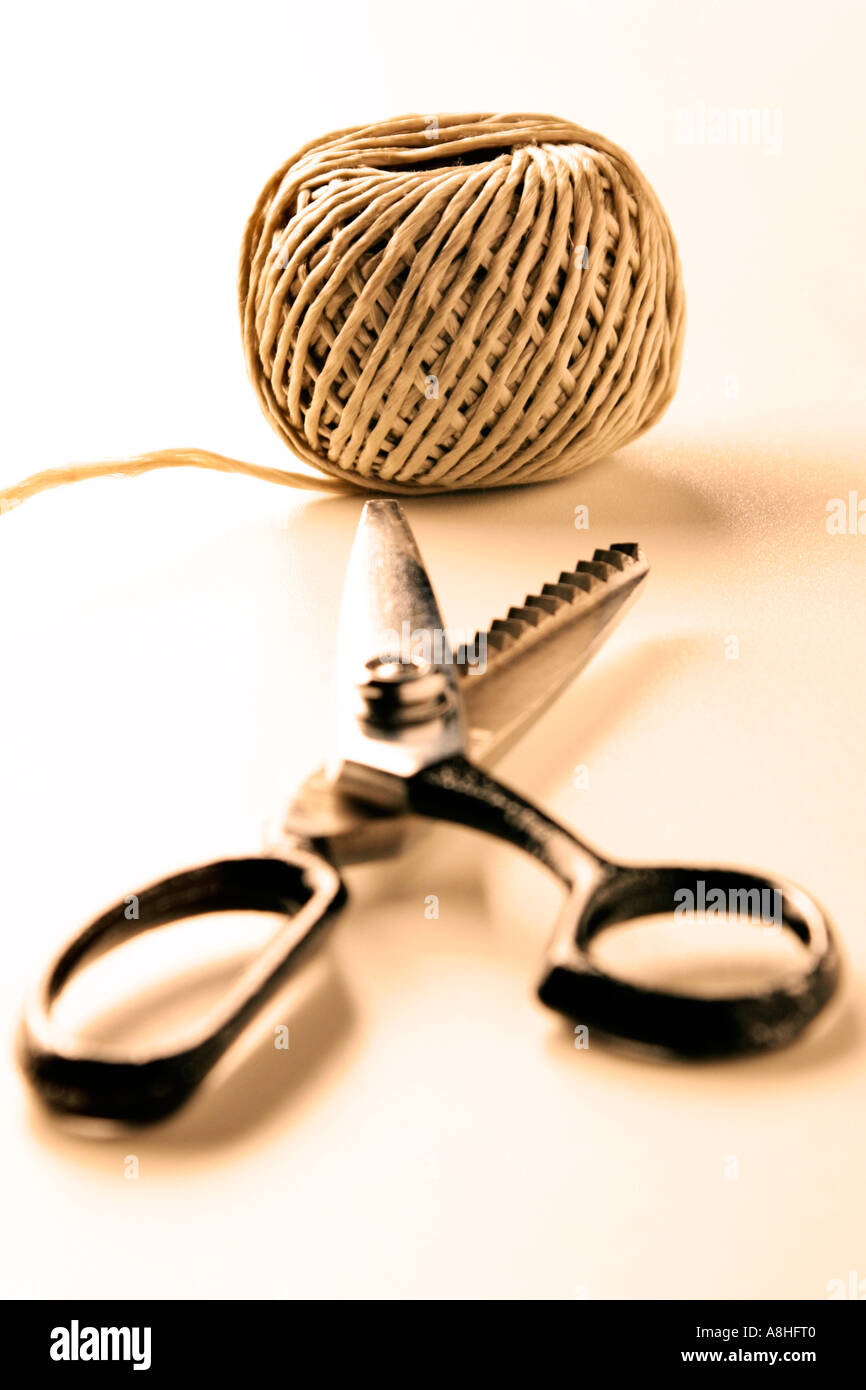 Cord with shears Stock Photo
