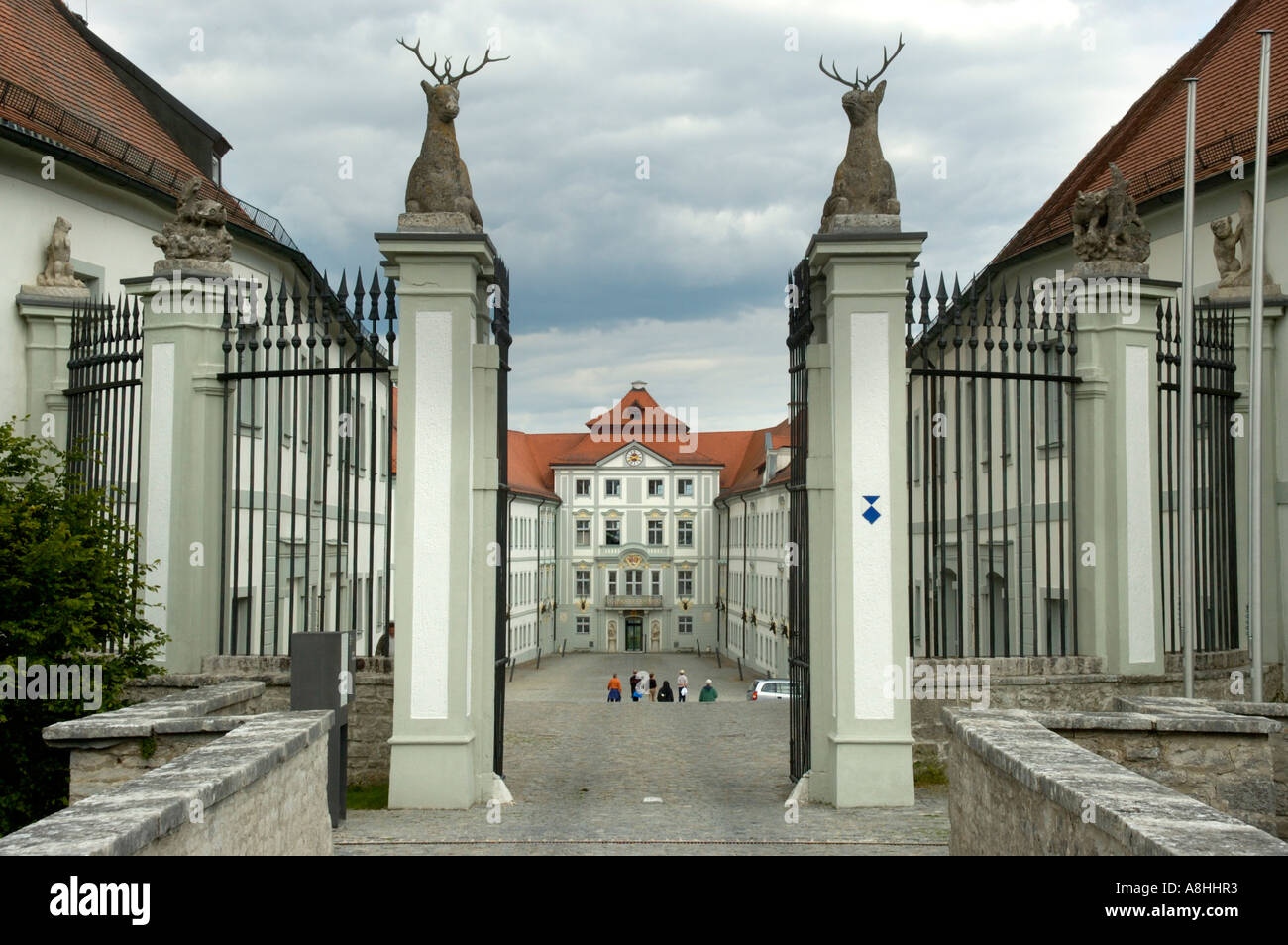 Entrance gate to Hirschberg Castle Beilngries Altmuehltal Bavaria Germany Stock Photo