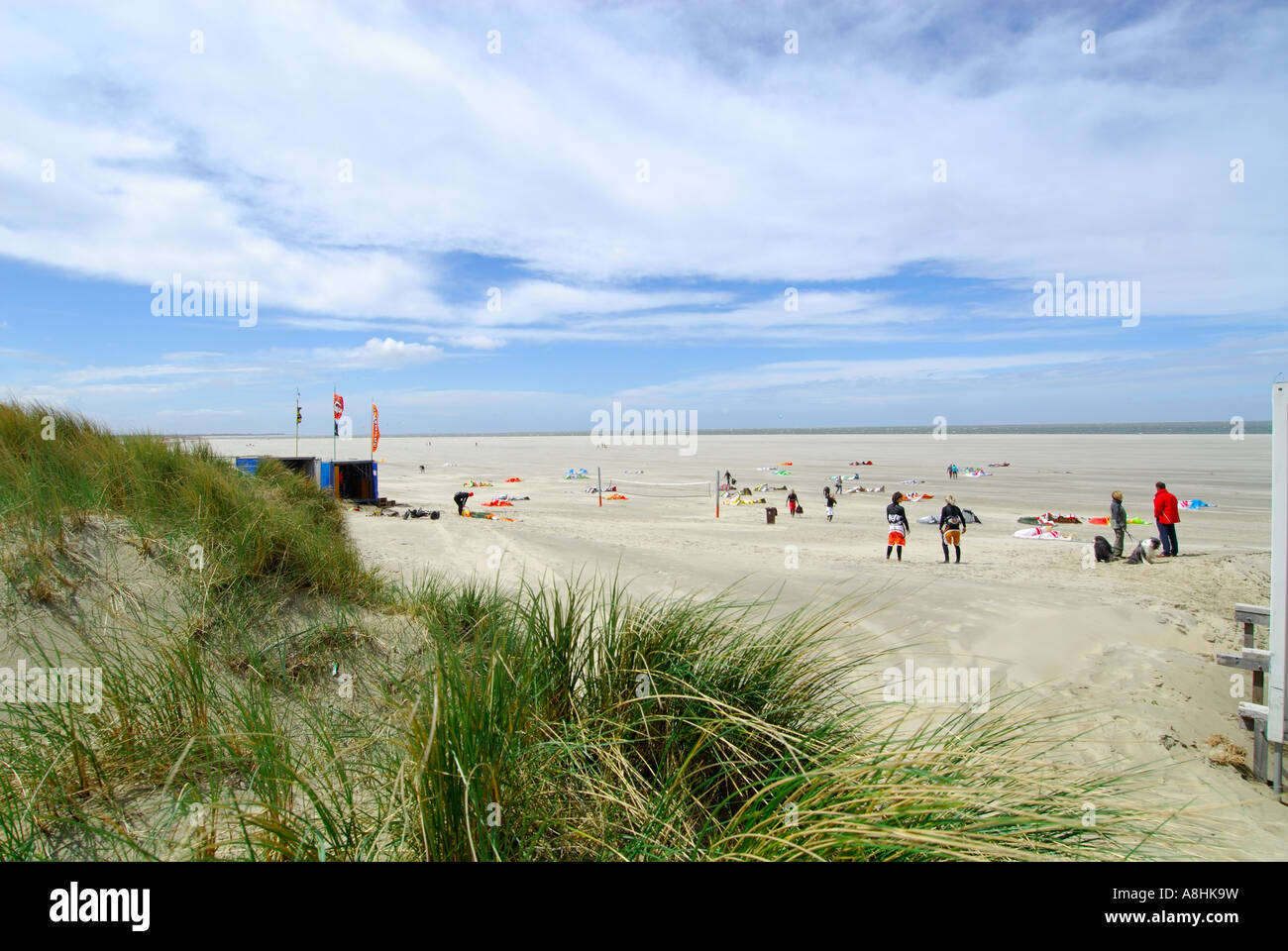 Sportmen beach live at the Brouwersdam Zeeland Sealand Zuid Holland Stock Photo