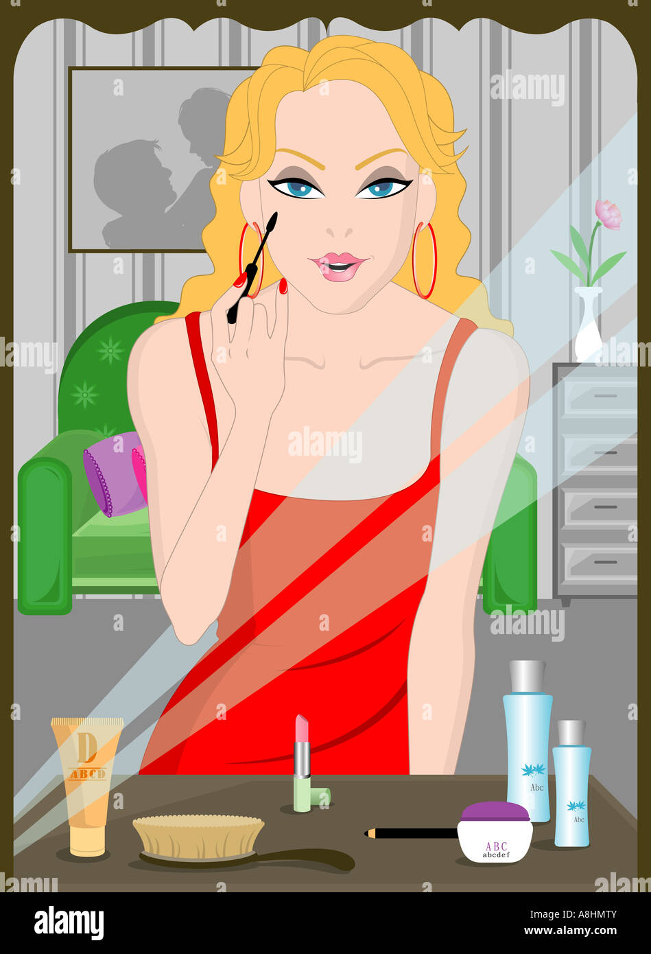Woman make up applying brush flower hi-res stock photography and images ...