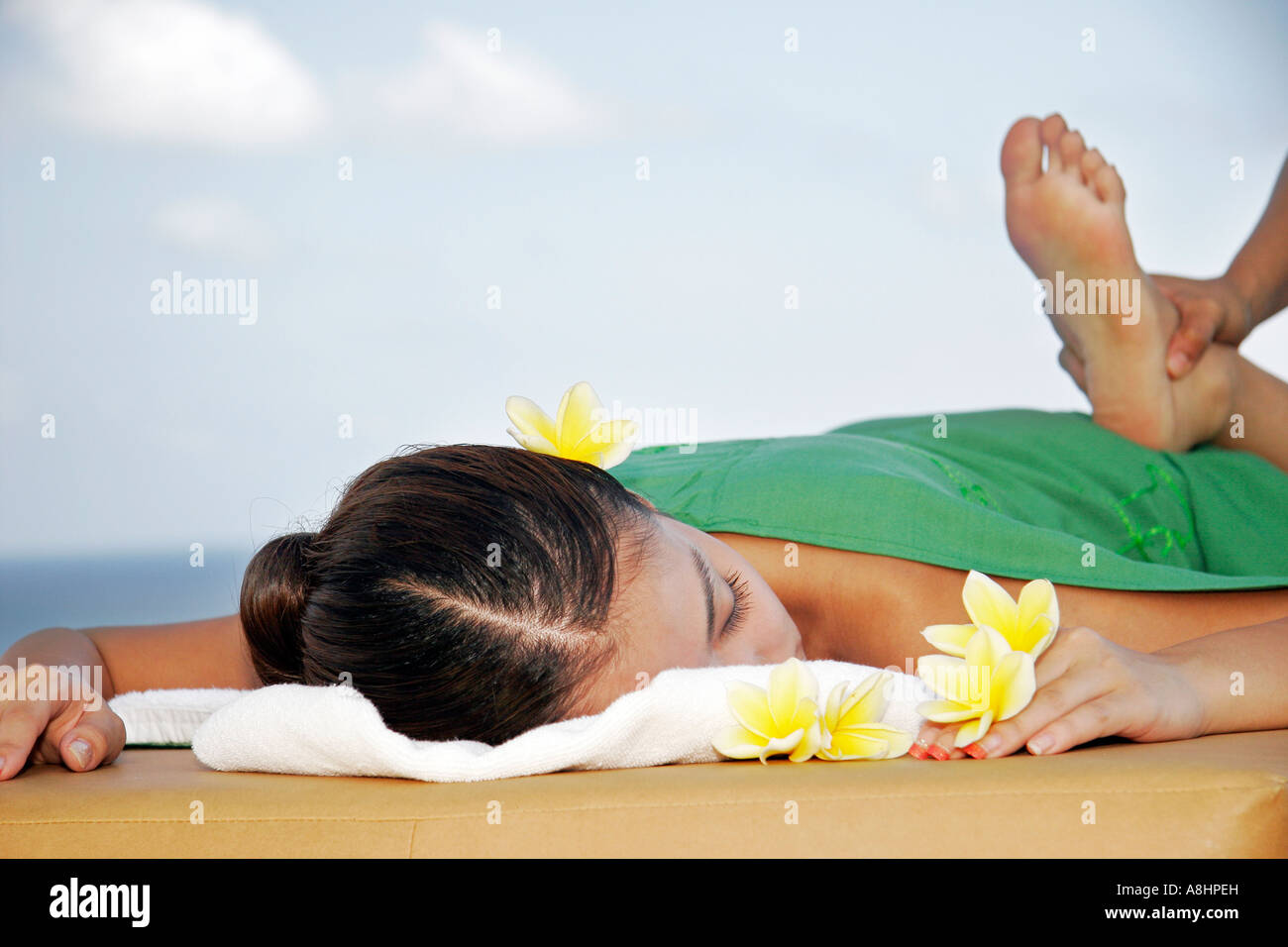 View of a teenage girl having a massage Stock Photo - Alamy