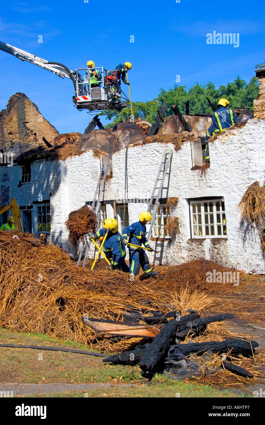 Aftermath Of Fire Which Destroyed Five Listed Thatched Cottages In