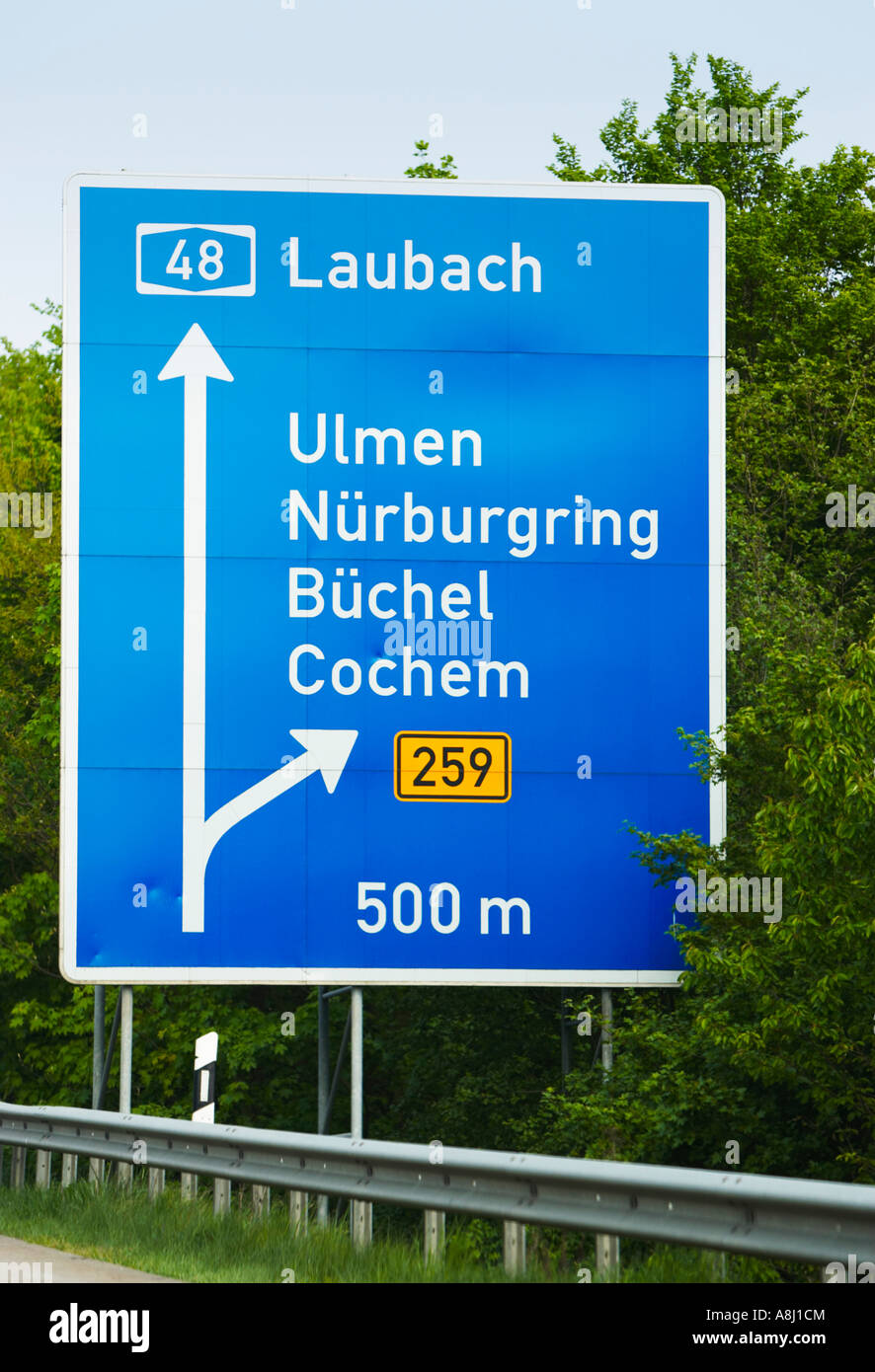 German autobahn direction signs in Germany Europe Stock Photo