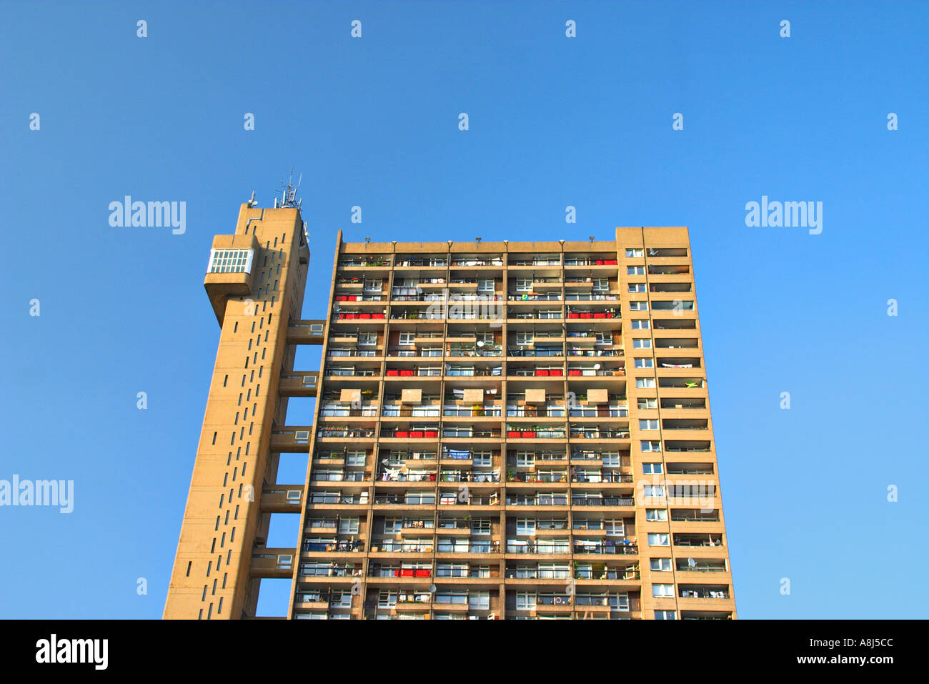 Trellick Tower a residential block designed by Erno Goldfinger in West London UK Stock Photo