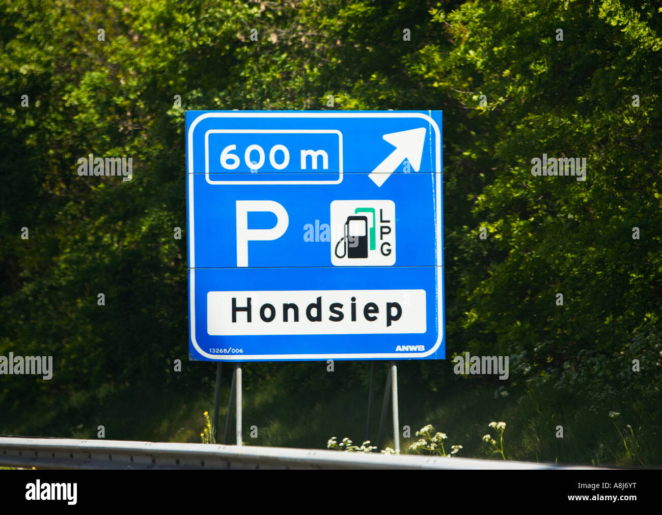 Dutch motorway sign to a service station The Netherlands Europe Stock Photo