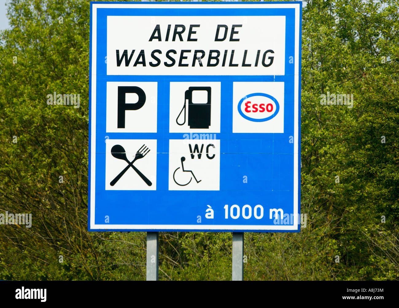 Luxembourg / German border services station at Wasserbillig signpost in Luxembourg Europe Stock Photo
