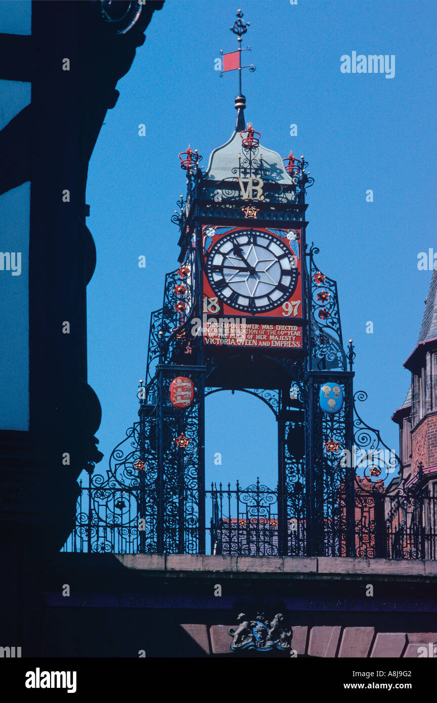 Ornate Clock Tower on Chesters East Gate commemorating Queen Victorias