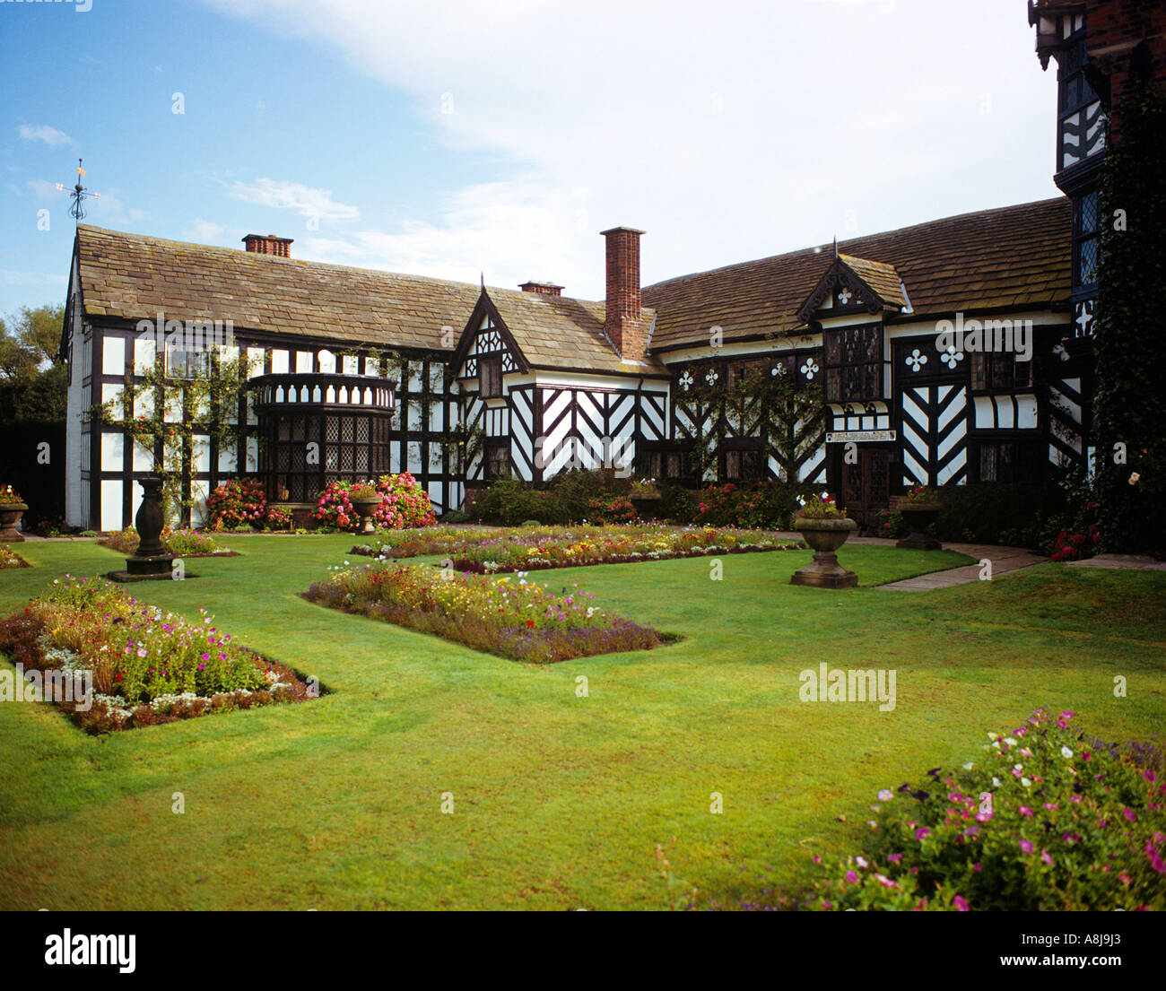 Gawsworth Hall 16th century ornate timbered mansion south of Macclesfield Cheshire Stock Photo