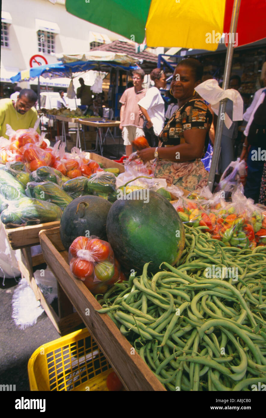 Martinique Fort de France market fresh vegetables outdoors Stock Photo