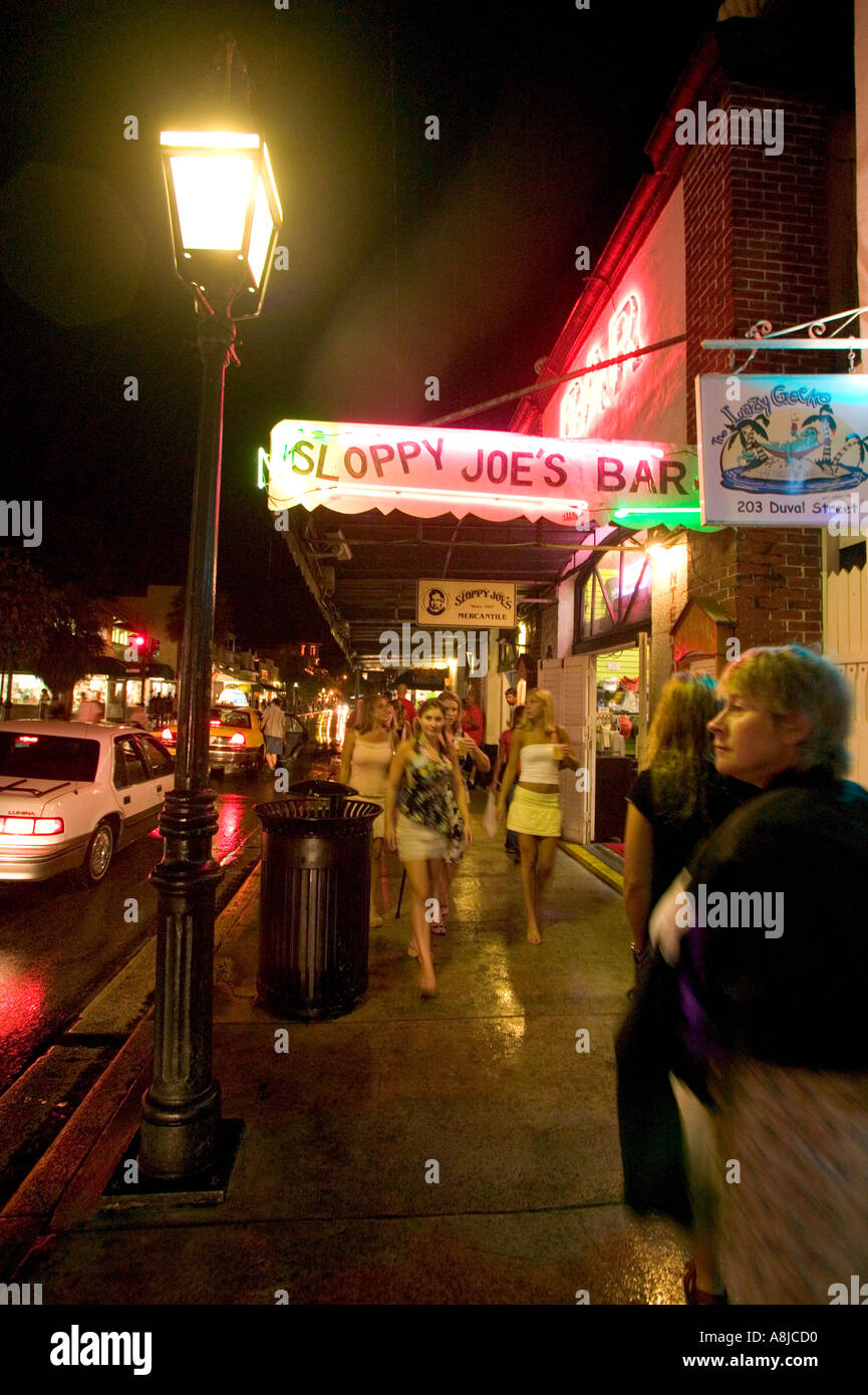 Street scene looking toward Sloppy Joe s Bar Duval St Key West FL Stock Photo