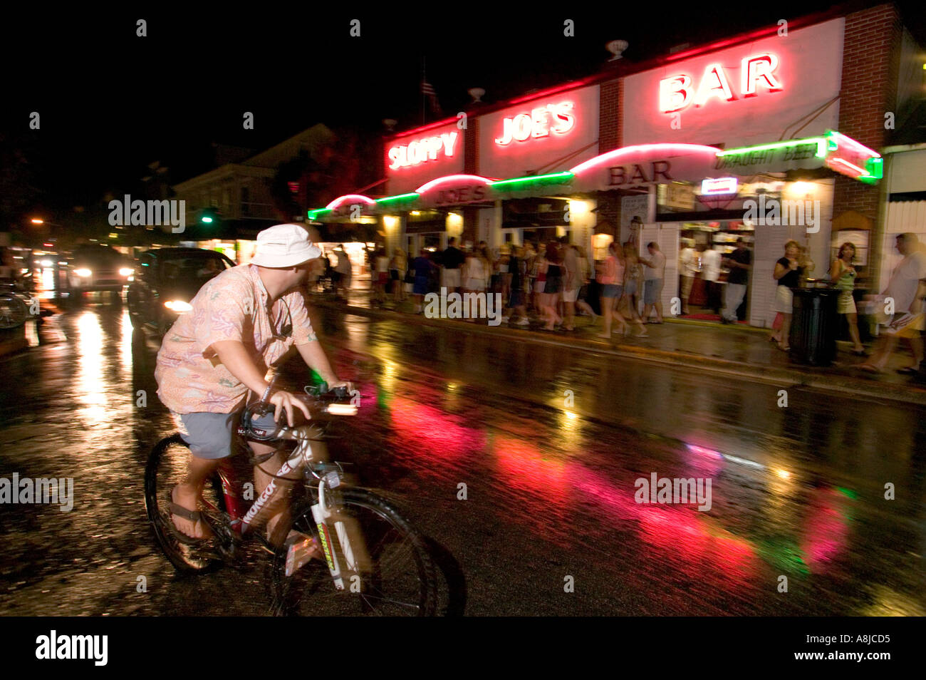 Street scene looking toward Sloppy Joe s Bar Duval St Key West FL Stock Photo