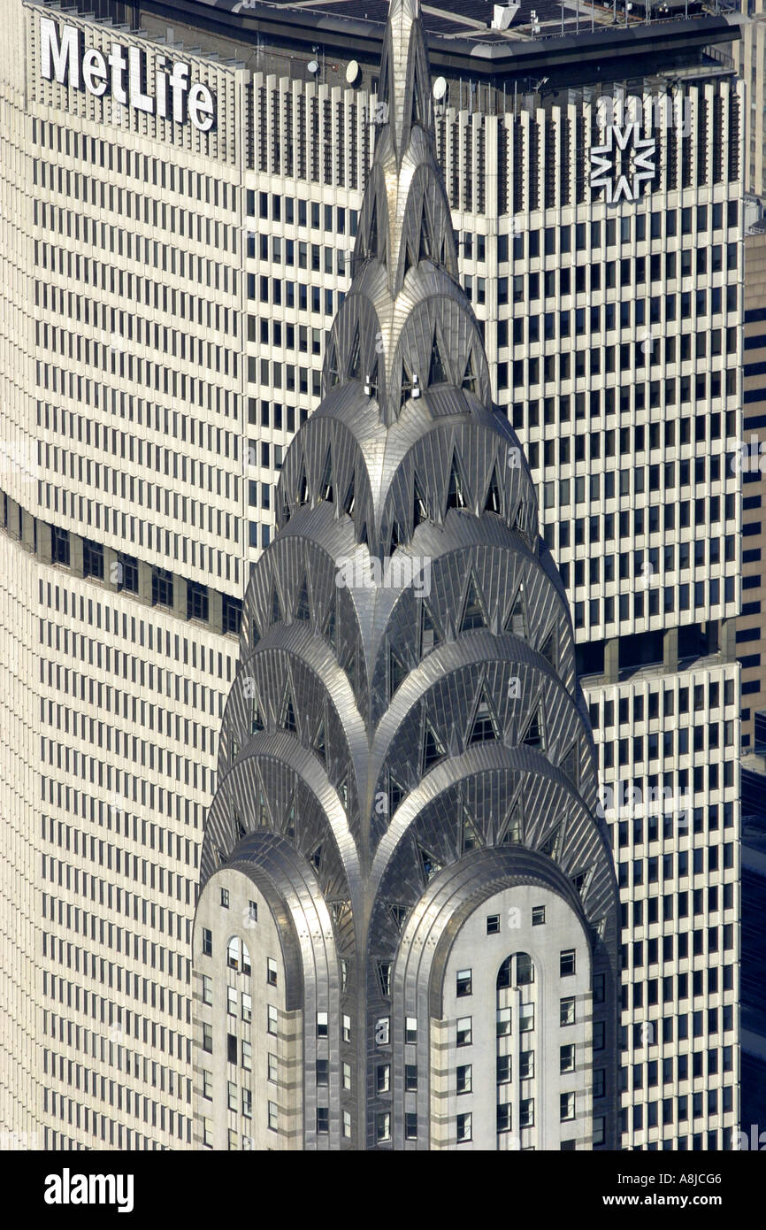 Aerial image of the top of the Chrysler Building, a New York City