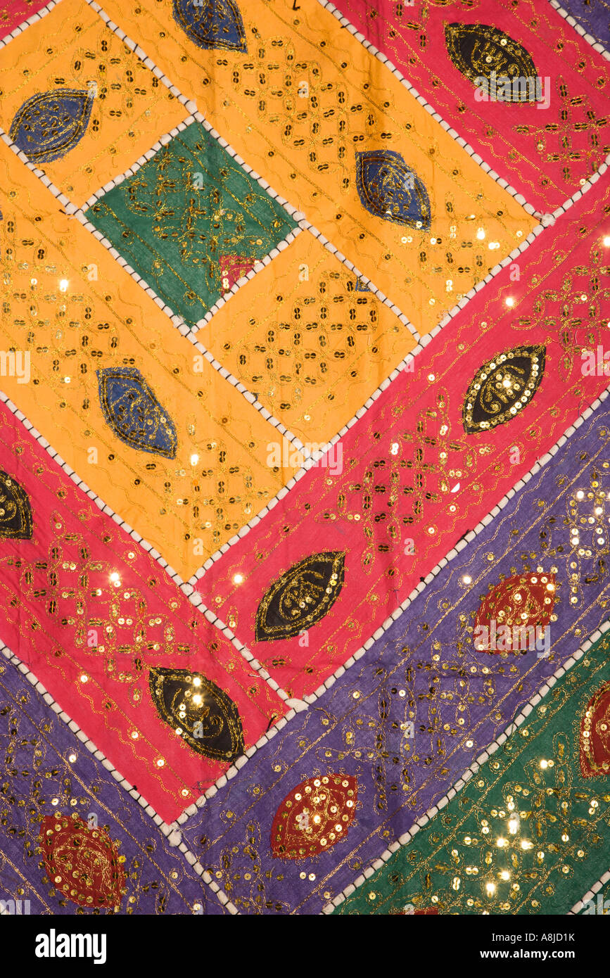 Colorful Mexican fabric with leaf pattern Stock Photo Alamy