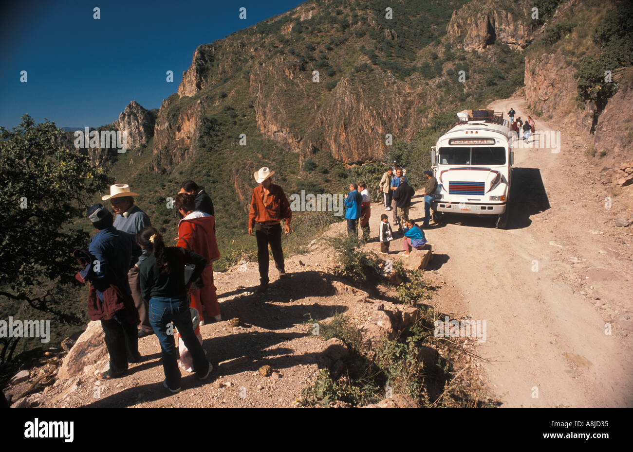 Bus stop near Batopilas Copper Canyon Mexico Stock Photo