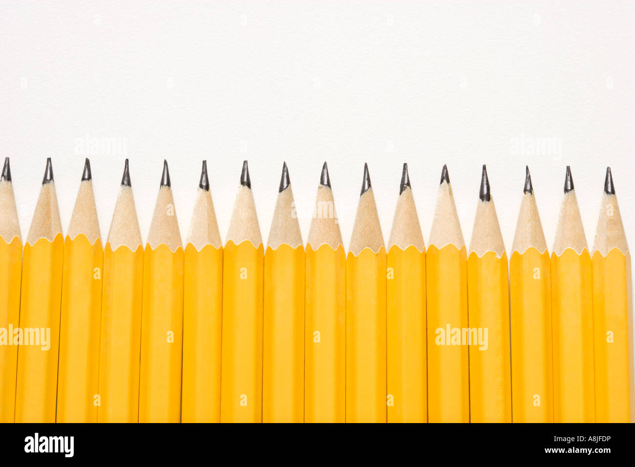 Sharp Pencils Lined Up In An Even Row Stock Photo Alamy