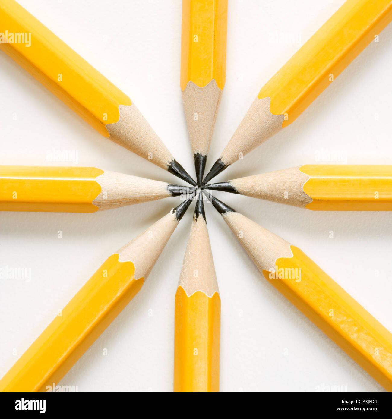 Sharp pencils arranged in a symmetrical radial star shape Stock Photo ...