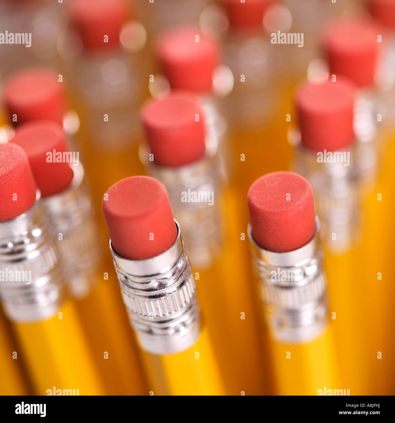 Group of eraser ends of pencils Stock Photo Alamy