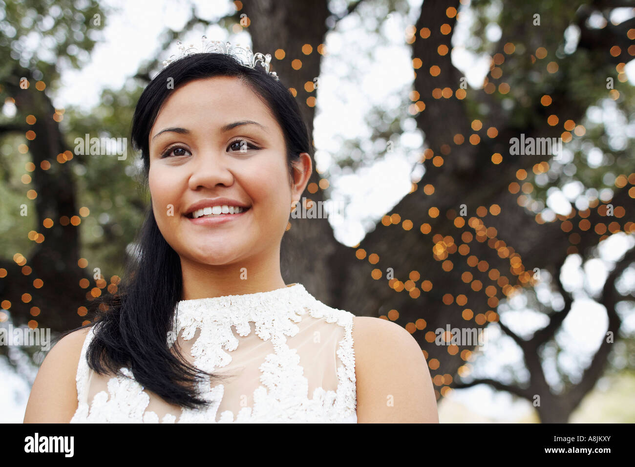 Low angle view of a bride smiling Stock Photo