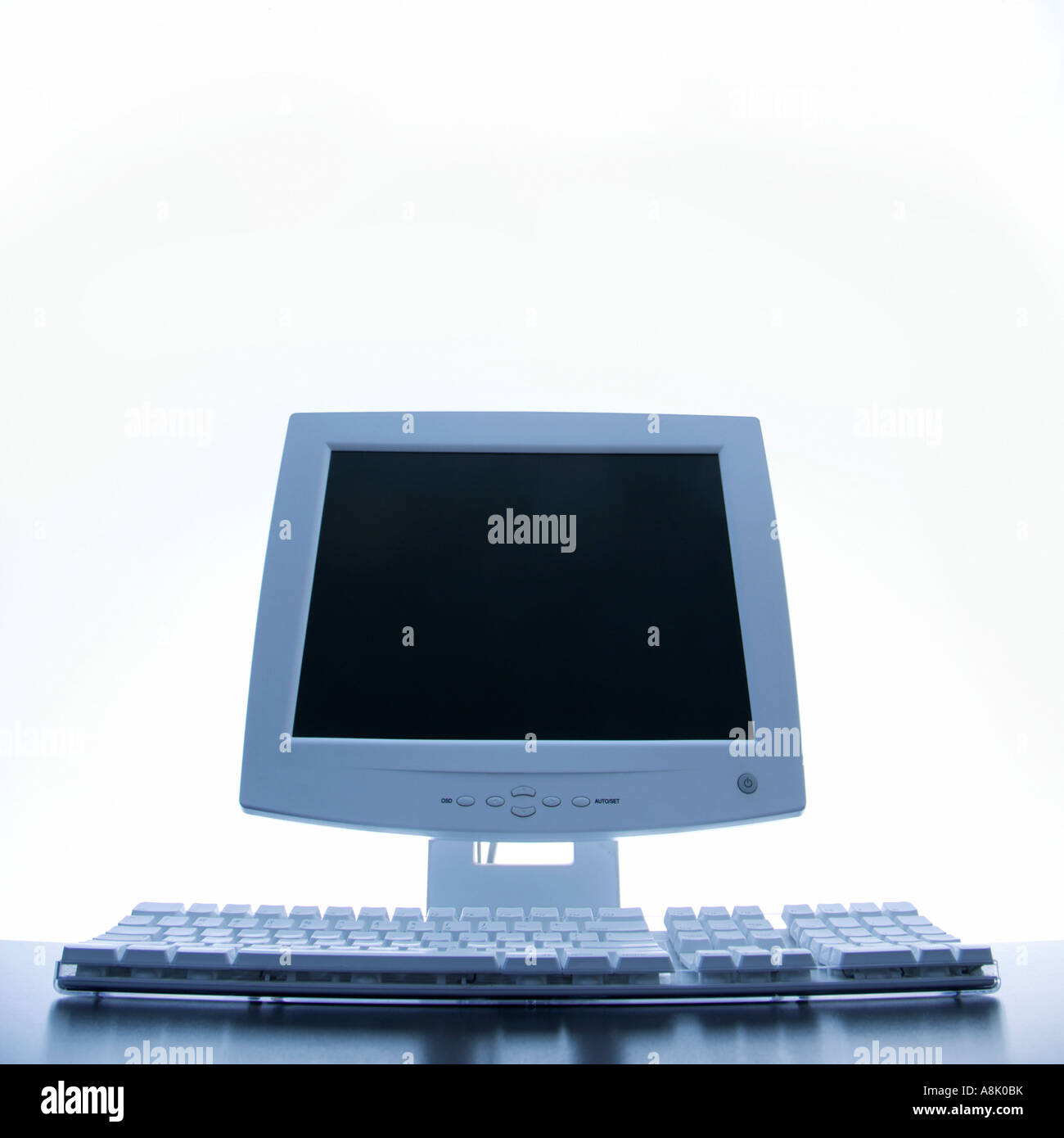 Still life of computer monitor and keyboard Stock Photo Alamy