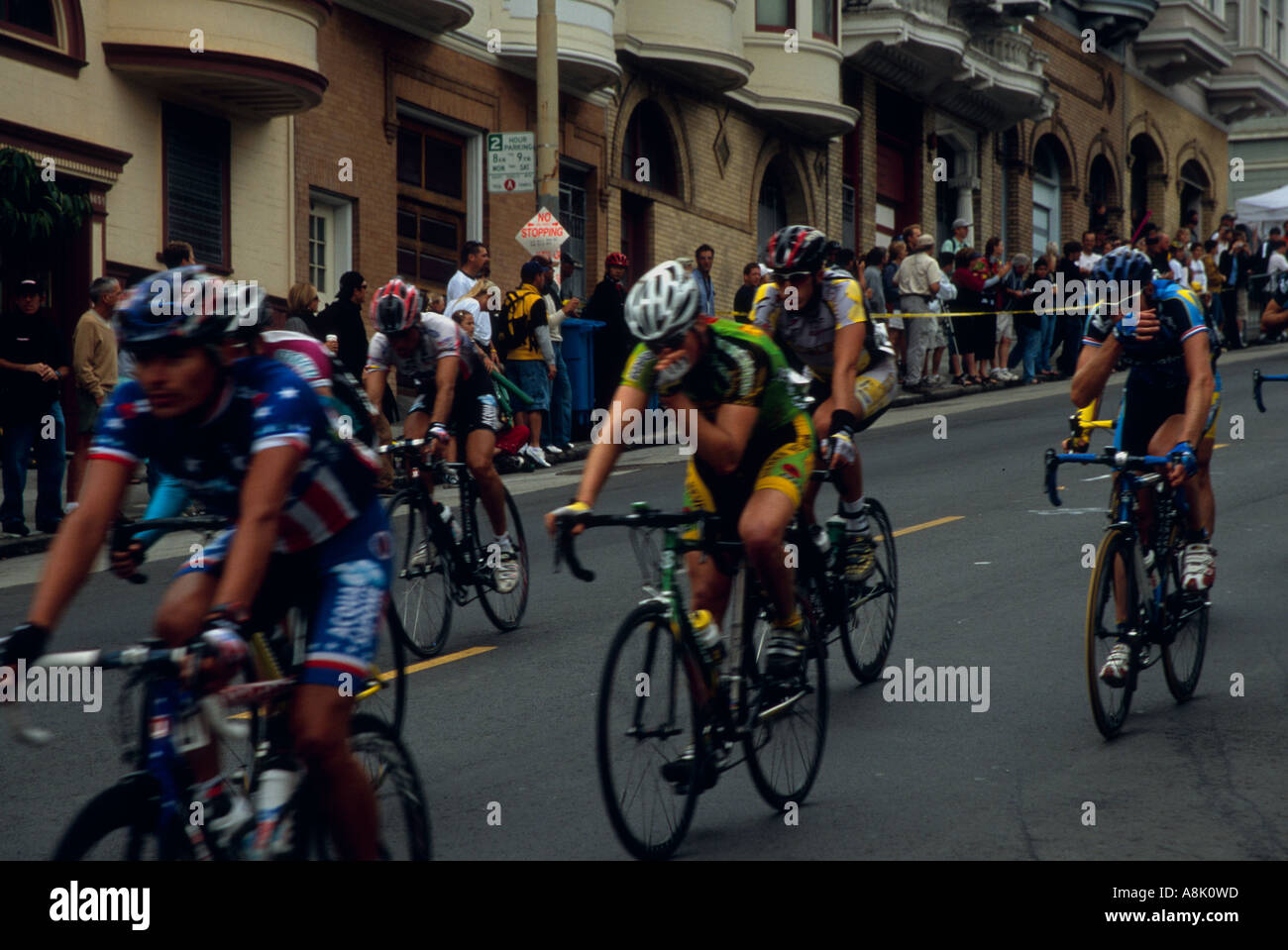 Cyclists involved in the 2004 San Francisco Grand Prix of Cycling Stock