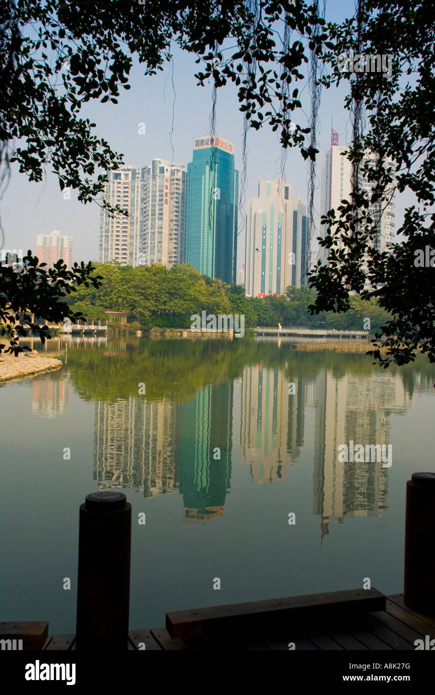 Asia china guandong shenzhen special economic zone SEZ litchi park lake Stock Photo