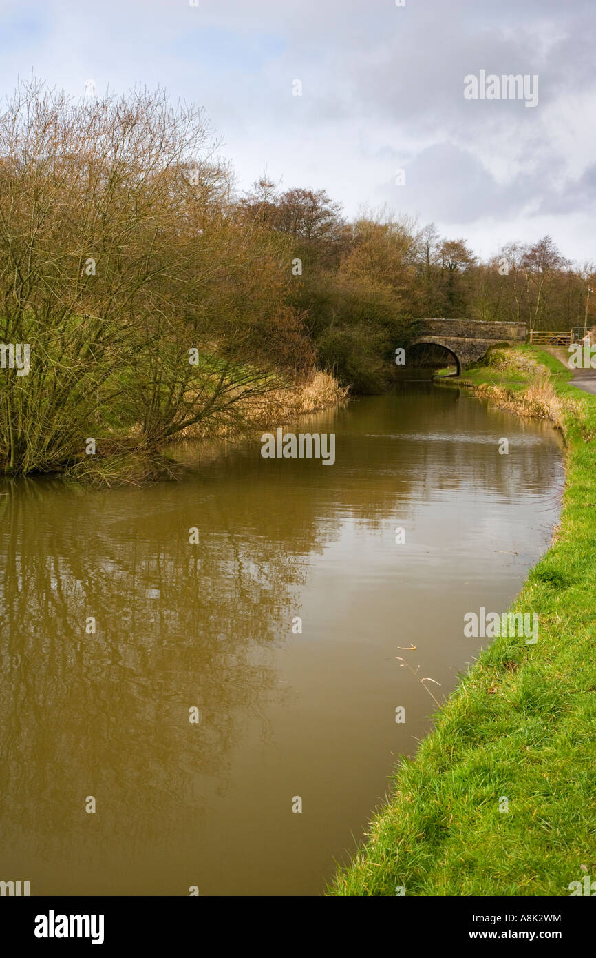 View along the Peak Forest Canal at Marple Ridge near Stockport in Cheshire Stock Photo