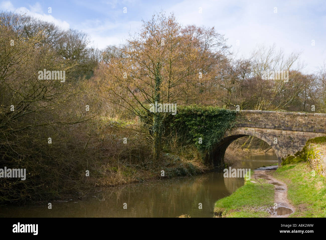 Bridge across the Peak Forest Canal at Marple near Stockport in Cheshire Stock Photo