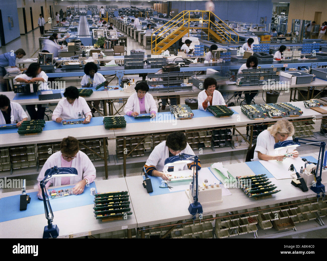 Electronic assembly line in a manufacturing plant Stock Photo